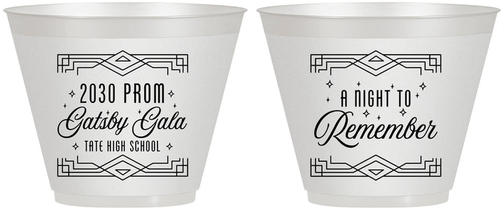Custom Prom 9 oz Wine Frosted Cups - Gatsby Gala | 50012