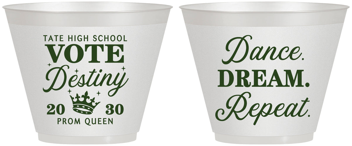 Custom Prom 9 oz Wine Frosted Cups - Queen Vote | 50016