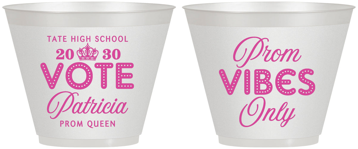 Custom Prom 9 oz Wine Frosted Cups - Queen Vote | 50017