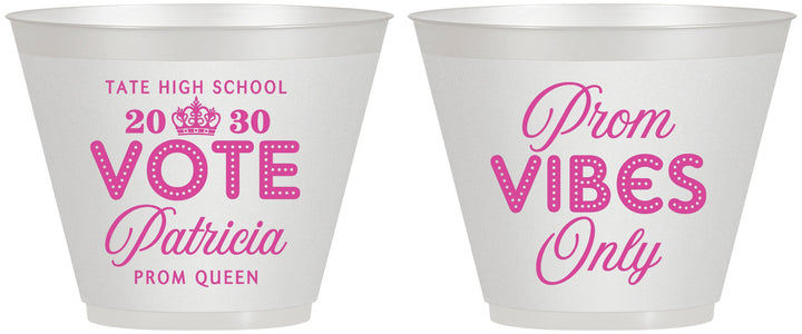 Custom Prom 9 oz Wine Frosted Cups - Queen Vote | 50017