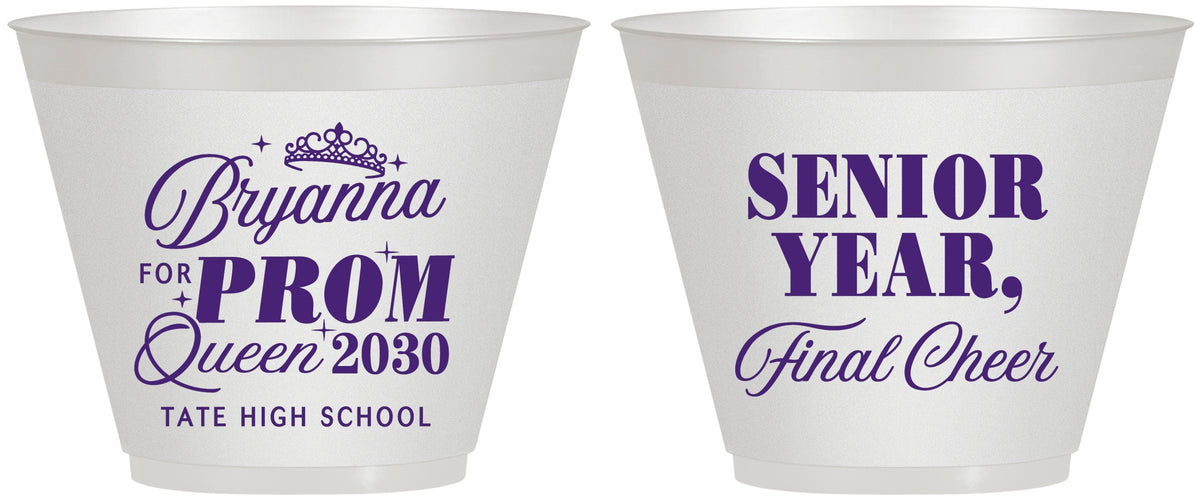 Custom Prom 9 oz Wine Frosted Cups - Queen Vote | 50018