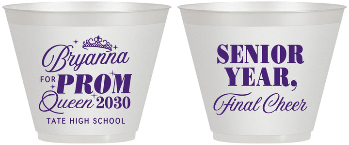 Custom Prom 9 oz Wine Frosted Cups - Queen Vote | 50018