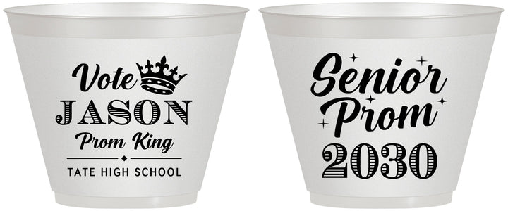 Custom Prom 9 oz Wine Frosted Cups - King Vote | 50019
