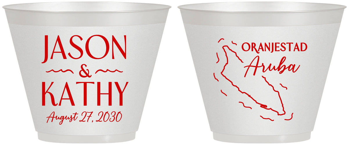 Custom Wedding 9 oz Wine Frosted Cups - Aruba | 504
