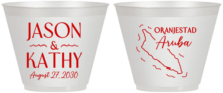 Custom Wedding 9 oz Wine Frosted Cups - Aruba | 504