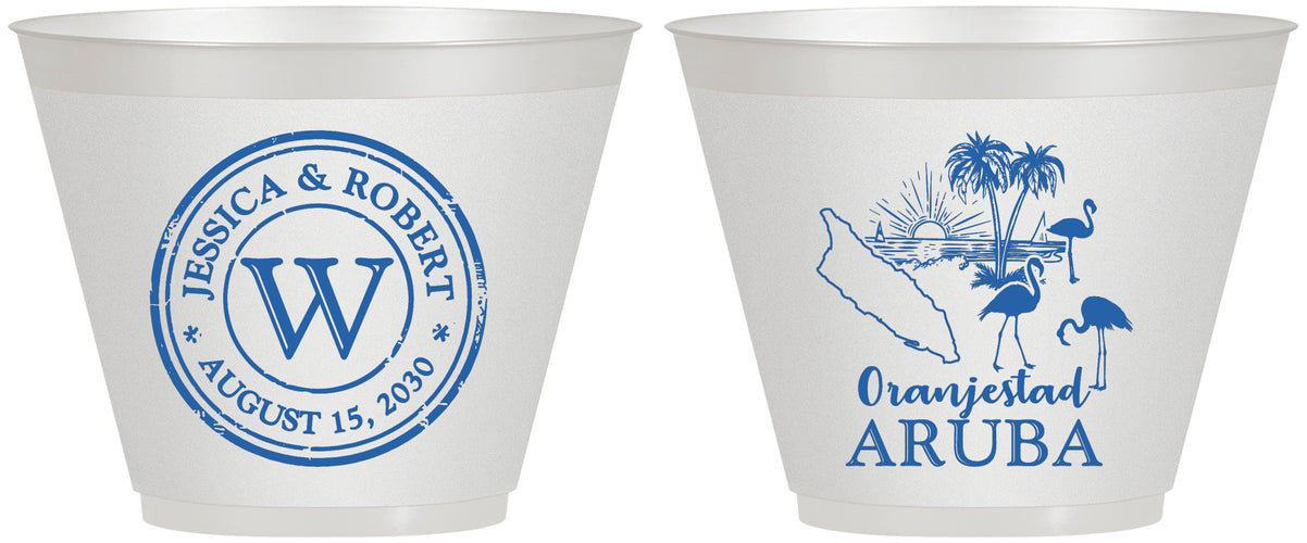 Custom Wedding 9 oz Wine Frosted Cups - Aruba | 505