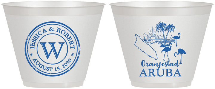 Custom Wedding 9 oz Wine Frosted Cups - Aruba | 505