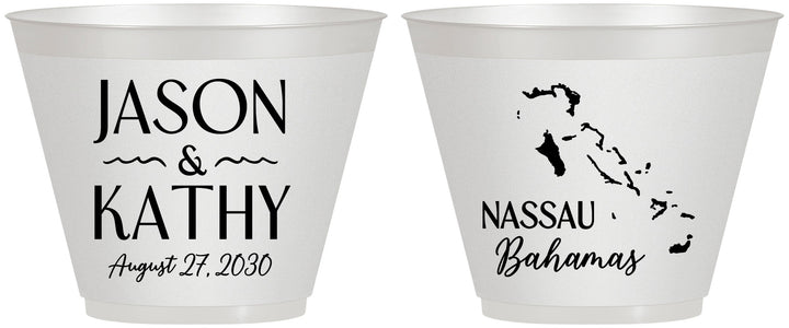 Custom Wedding 9 oz Wine Frosted Cups - Bahamas | 506