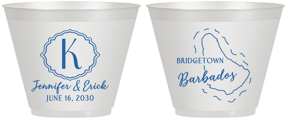 Custom Wedding 9 oz Wine Frosted Cups - Barbados | 508