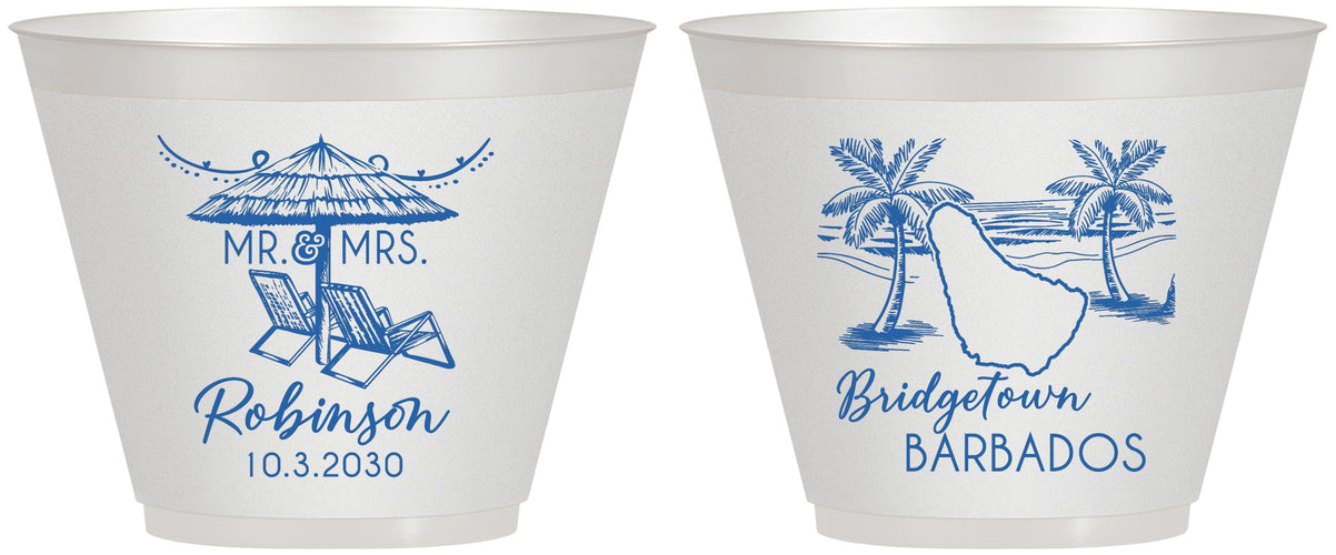 Custom Wedding 9 oz Wine Frosted Cups - Barbados | 509