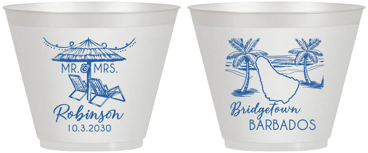 Custom Wedding 9 oz Wine Frosted Cups - Barbados | 509