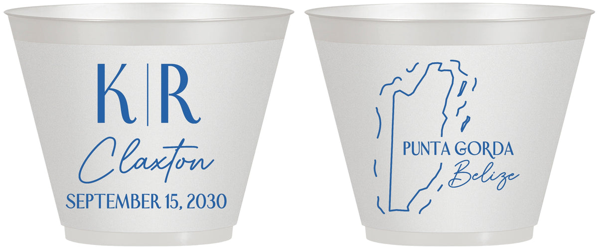 Custom Wedding 9 oz Wine Frosted Cups - Belize | 510