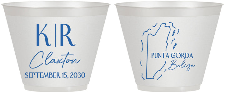 Custom Wedding 9 oz Wine Frosted Cups - Belize | 510