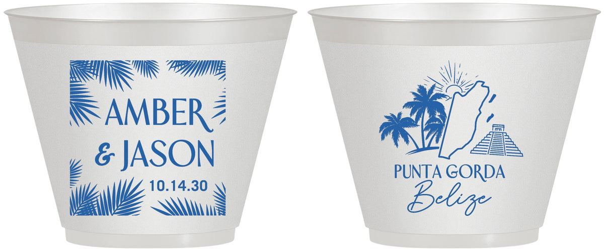 Custom Wedding 9 oz Wine Frosted Cups - Belize | 511
