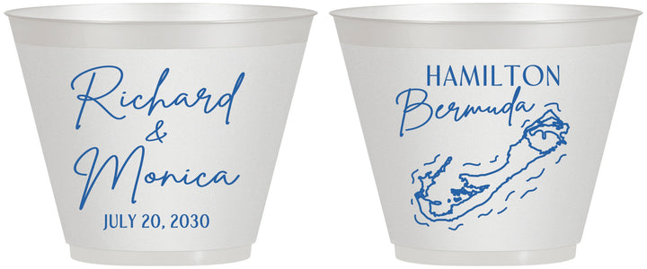 Custom Wedding 9 oz Wine Frosted Cups - Bermuda | 512