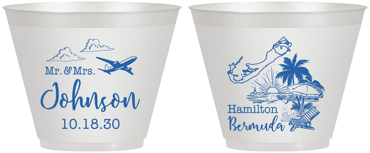 Custom Wedding 9 oz Wine Frosted Cups - Bermuda | 513