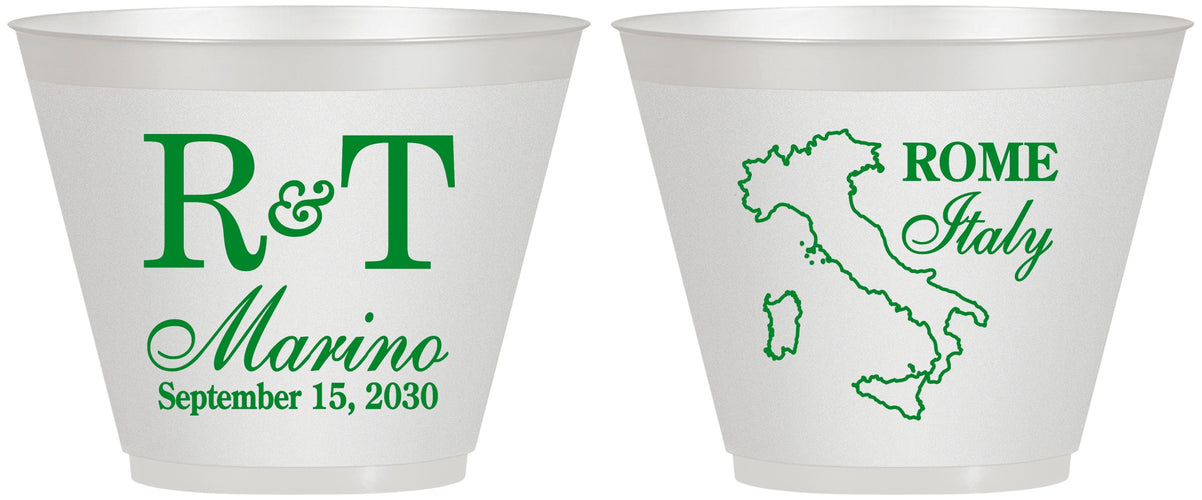 Custom Wedding 9 oz Wine Frosted Cups - Italy | 514