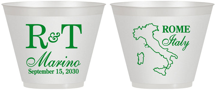 Custom Wedding 9 oz Wine Frosted Cups - Italy | 514