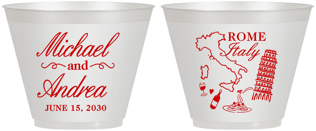 Custom Wedding 9 oz Wine Frosted Cups - Italy | 515
