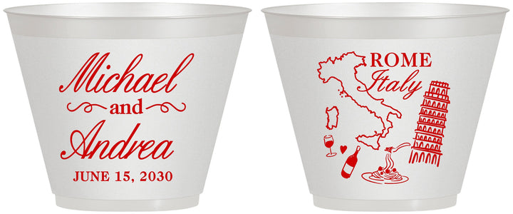 Custom Wedding 9 oz Wine Frosted Cups - Italy | 515