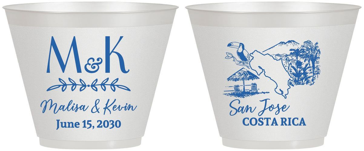Custom Wedding 9 oz Wine Frosted Cups - Costa Rica | 519