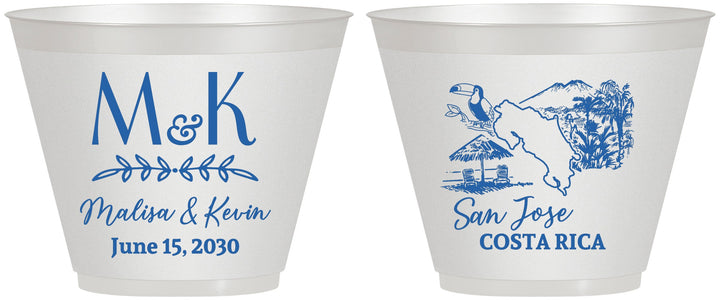 Custom Wedding 9 oz Wine Frosted Cups - Costa Rica | 519