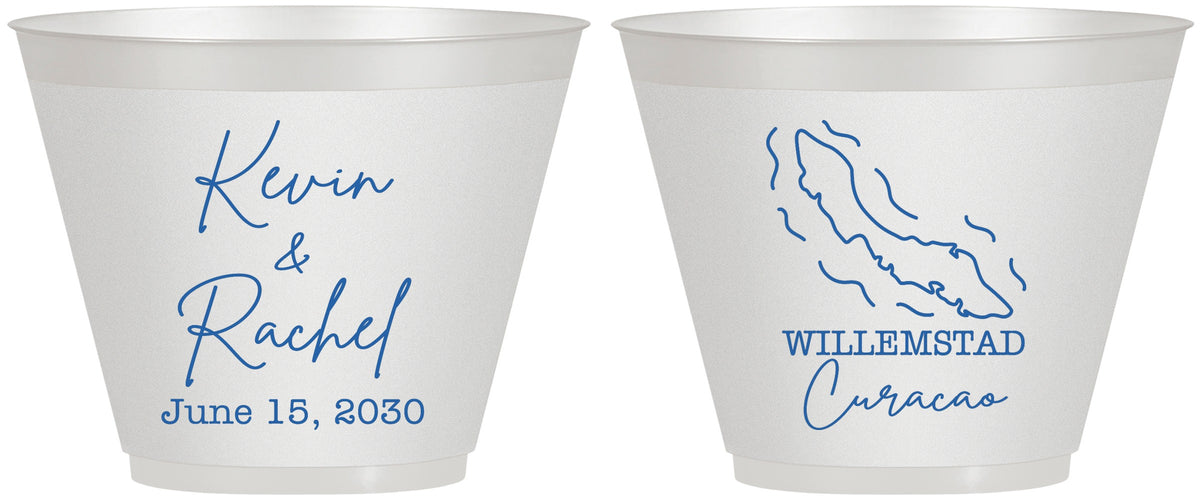 Custom Wedding 9 oz Wine Frosted Cups - Curacao | 520