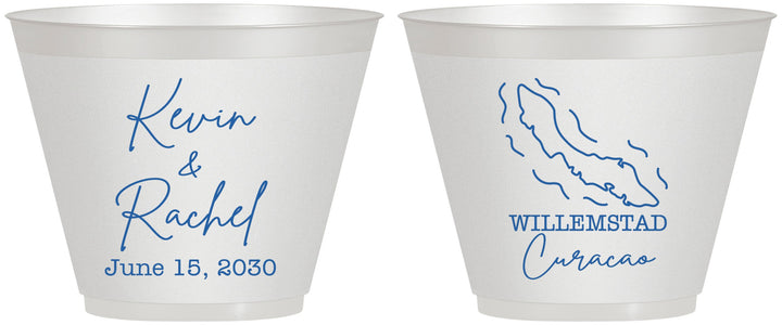 Custom Wedding 9 oz Wine Frosted Cups - Curacao | 520