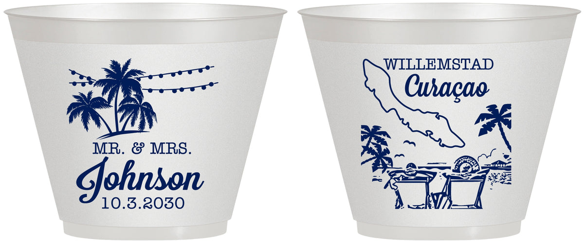 Custom Wedding 9 oz Wine Frosted Cups - Curacao | 521