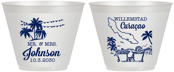 Custom Wedding 9 oz Wine Frosted Cups - Curacao | 521