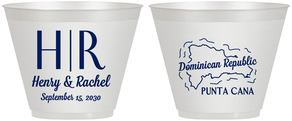 Custom Wedding 9 oz Wine Frosted Cups - Domincan Republic | 522
