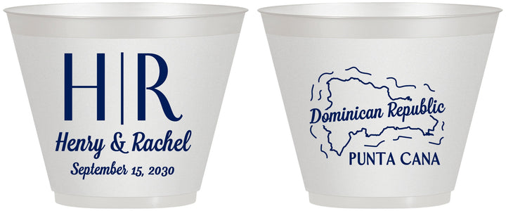 Custom Wedding 9 oz Wine Frosted Cups - Domincan Republic | 522