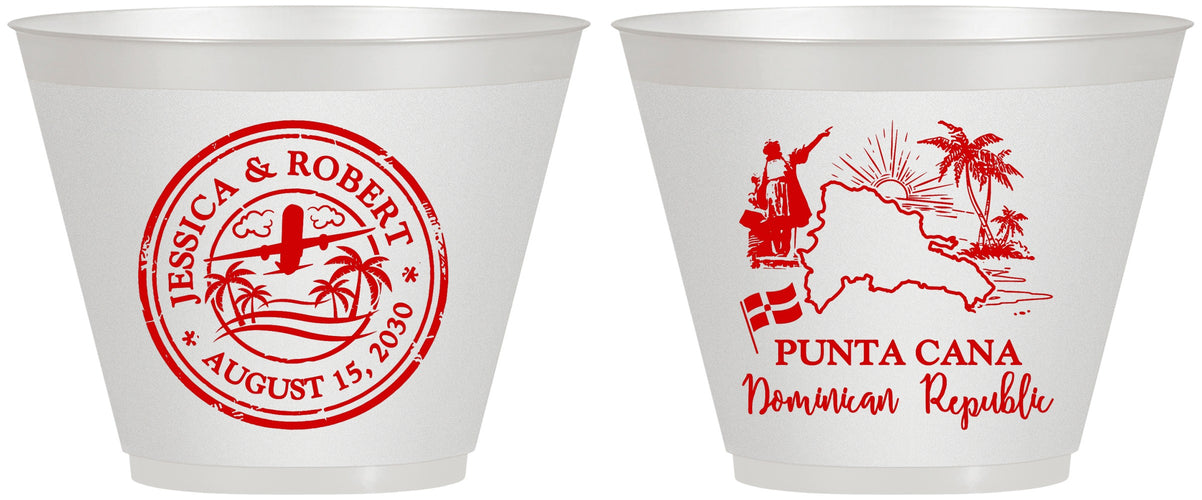 Custom Wedding 9 oz Wine Frosted Cups - Domincan Republic | 523