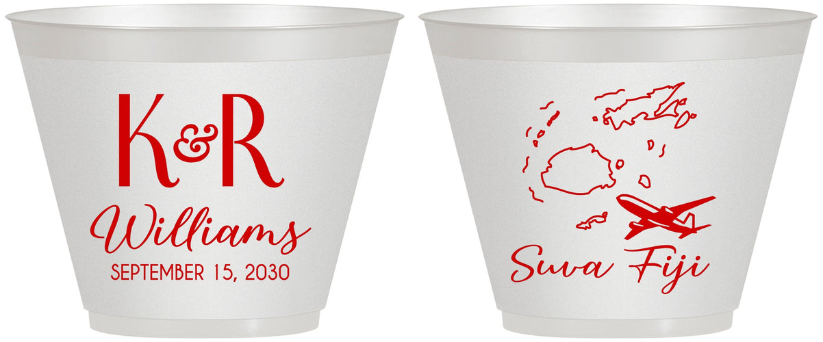 Custom Wedding 9 oz Wine Frosted Cups - Fiji | 524