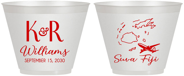 Custom Wedding 9 oz Wine Frosted Cups - Fiji | 524