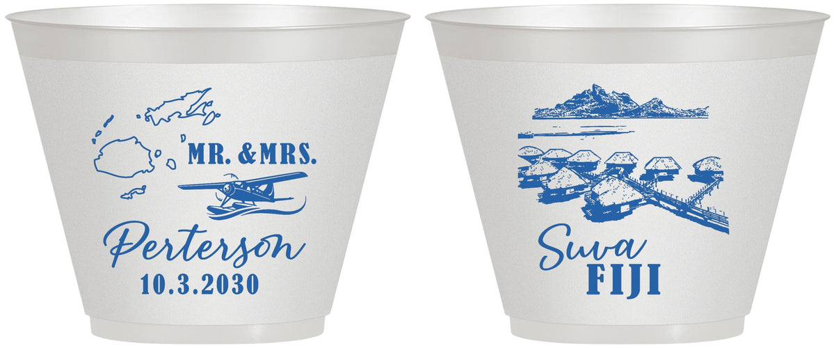 Custom Wedding 9 oz Wine Frosted Cups - Fiji | 525