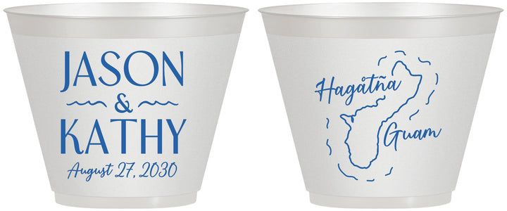 Custom Wedding 9 oz Wine Frosted Cups - Guam | 526