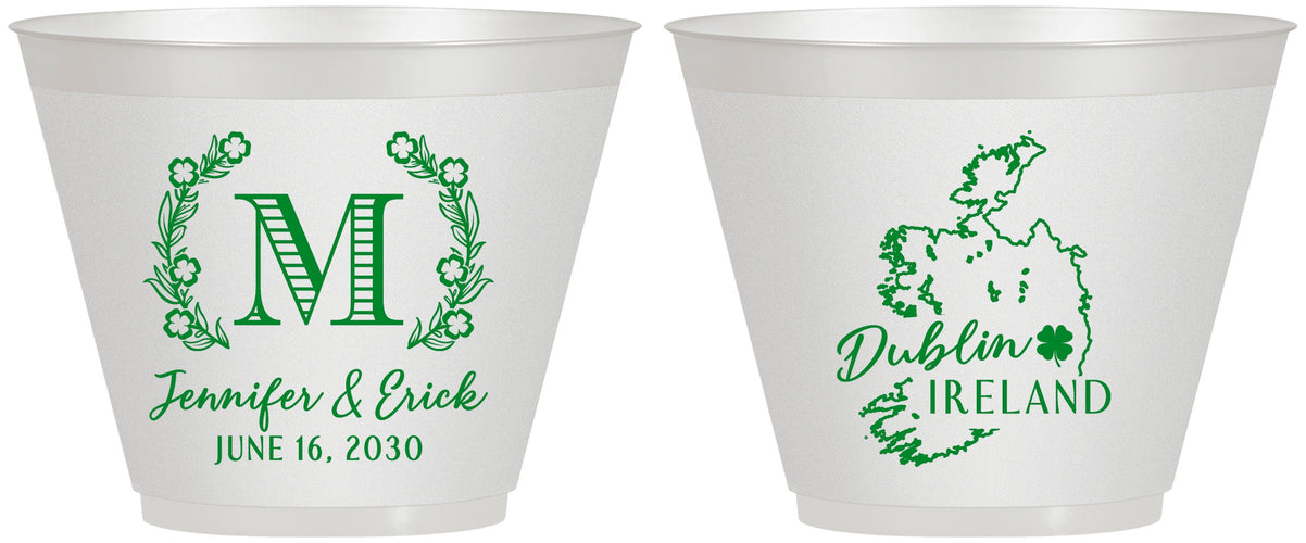 Custom Wedding 9 oz Wine Frosted Cups - Ireland | 528