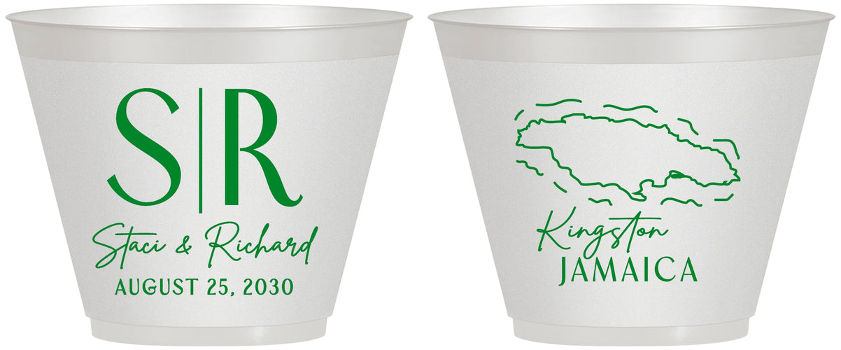 Custom Wedding 9 oz Wine Frosted Cups - Jamaica | 530