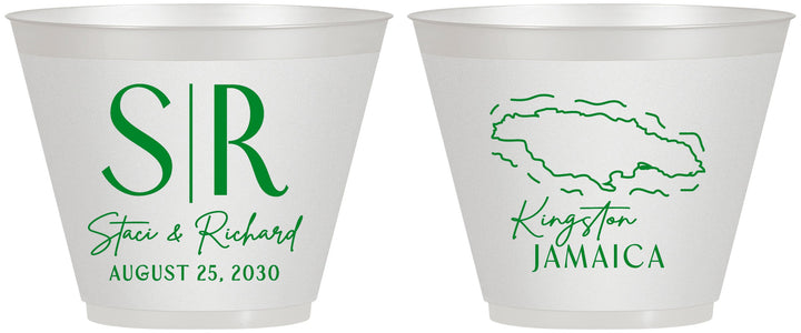 Custom Wedding 9 oz Wine Frosted Cups - Jamaica | 530
