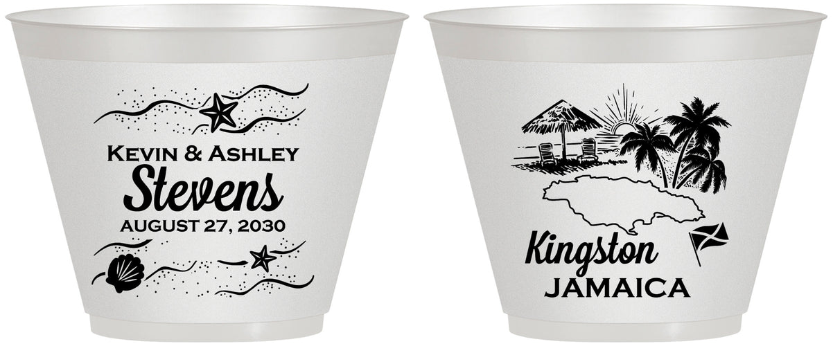 Custom Wedding 9 oz Wine Frosted Cups - Jamaica | 531