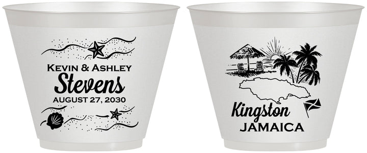 Custom Wedding 9 oz Wine Frosted Cups - Jamaica | 531