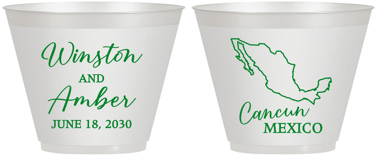 Custom Wedding 9 oz Wine Frosted Cups - Mexico | 534