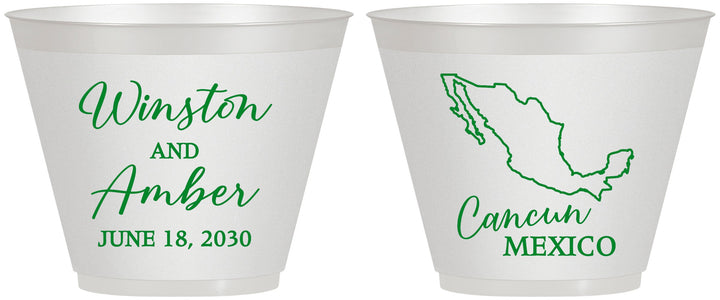 Custom Wedding 9 oz Wine Frosted Cups - Mexico | 534