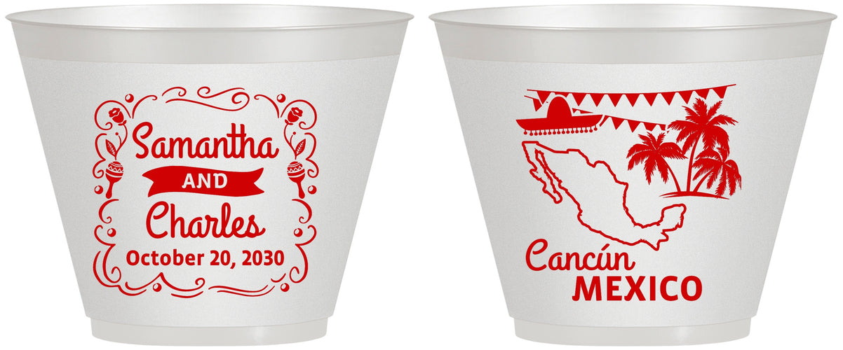 Custom Wedding 9 oz Wine Frosted Cups - Mexico | 535