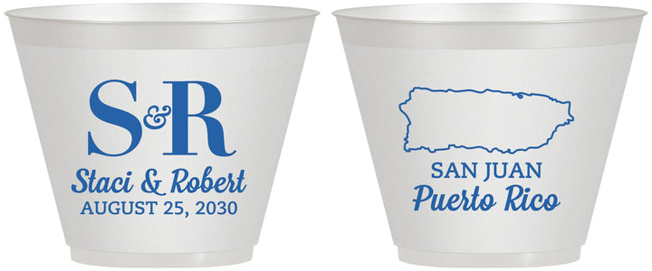 Custom Wedding 9 oz Wine Frosted Cups - Puerto Rico | 538
