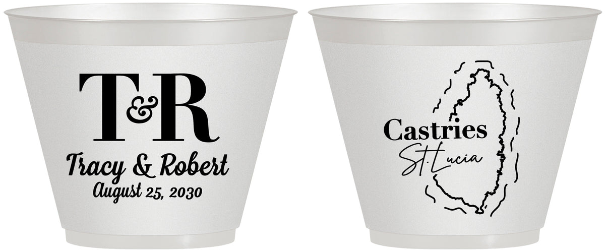 Custom Wedding 9 oz Wine Frosted Cups - St Lucia | 540