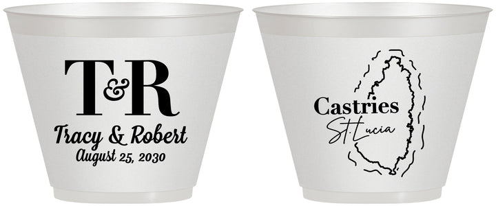 Custom Wedding 9 oz Wine Frosted Cups - St Lucia | 540