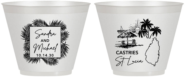 Custom Wedding 9 oz Wine Frosted Cups - St Lucia | 541