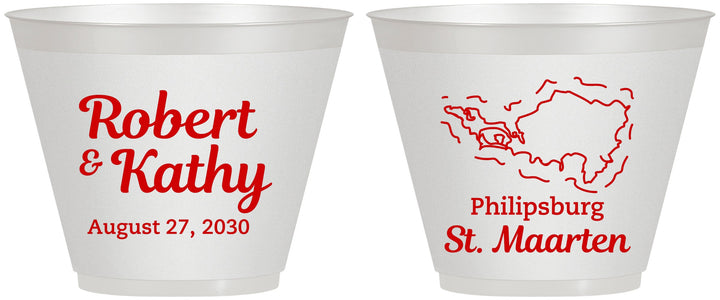 Custom Wedding 9 oz Wine Frosted Cups - St Maarten | 542